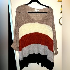 She + Sky | Oversized Knit Color-Blocked Tunic Sweater